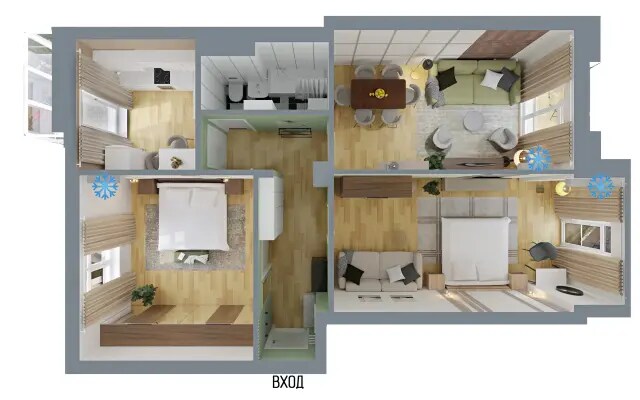 Квартира GM Apartments Видовая Трехкомнатная с Эркерным Балконом
