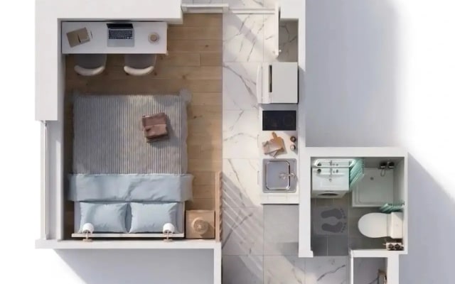 Стильная интерьерная студия 4flats Гжель в Адмиралтейском районе рядом с метро Московские ворота в ЖК Галактика Премиум для отпуска и командировки